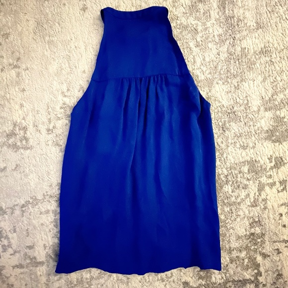 A.L.C. Blue Keyhole Cutout Halter, 100% Silk - Picture 4 of 4